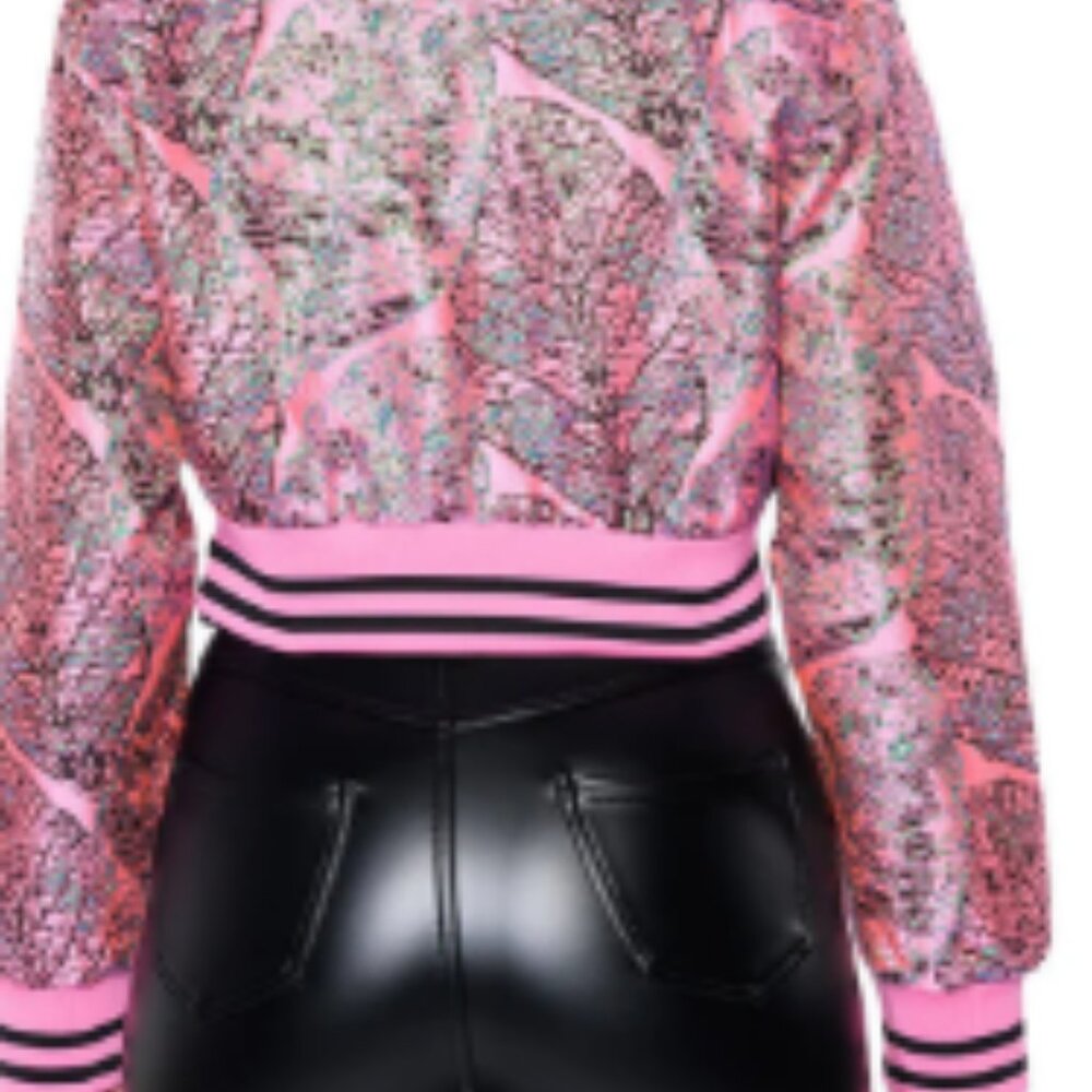 Akira BROCADE TAPESTRY SPRING BOMBER Size XL Pink - Picture 11 of 11